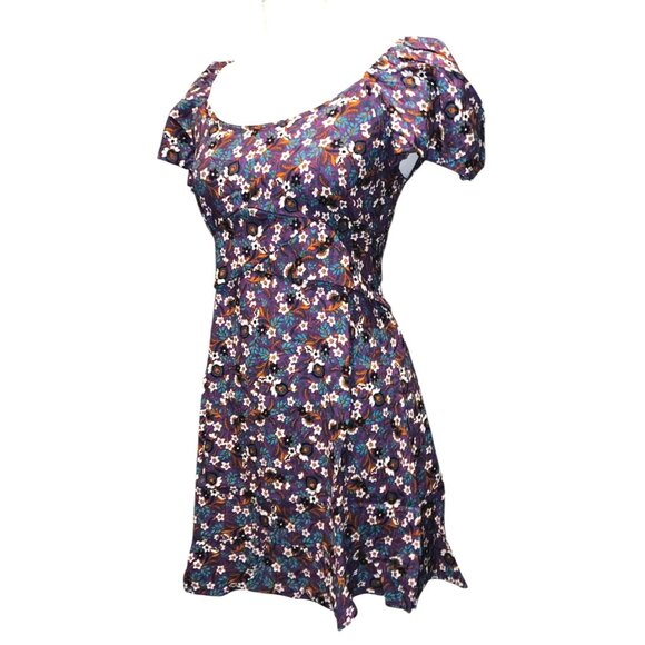 Band of the Free NWT Coraline Purple Floral Crossover Mini Dress Sz Medium Purpl - Picture 7 of 12